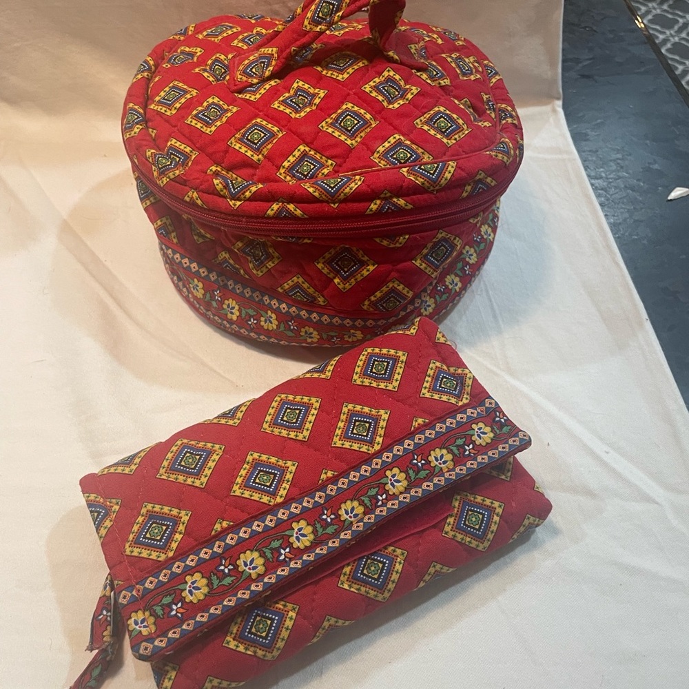 Vera Bradley. Never used No tags. Convertible hipster/wallet and Makeup bag